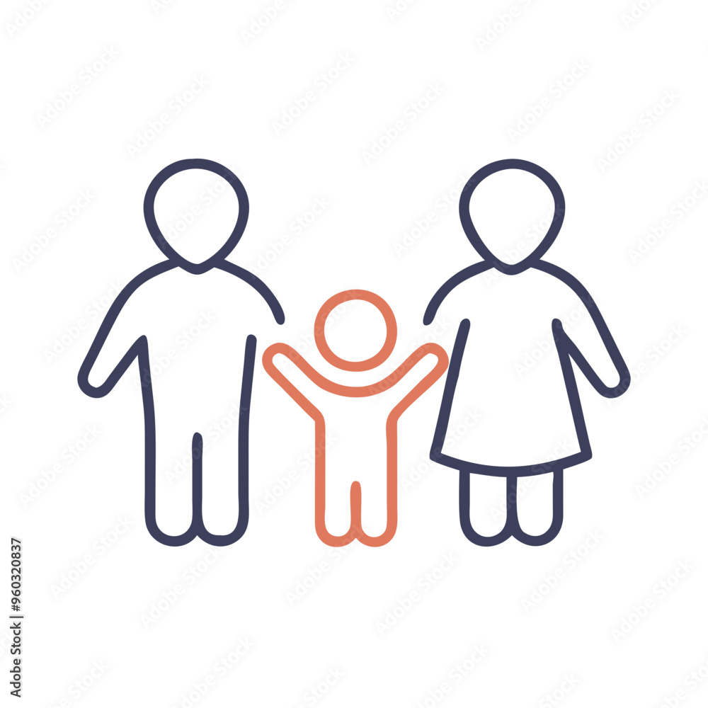 Icon of a happy family with parents and child Icon of a happy family with parents and child
