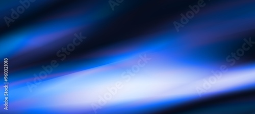 Dark blue digital abstract background with ultraviolet neon glow, blurry light lines, waves