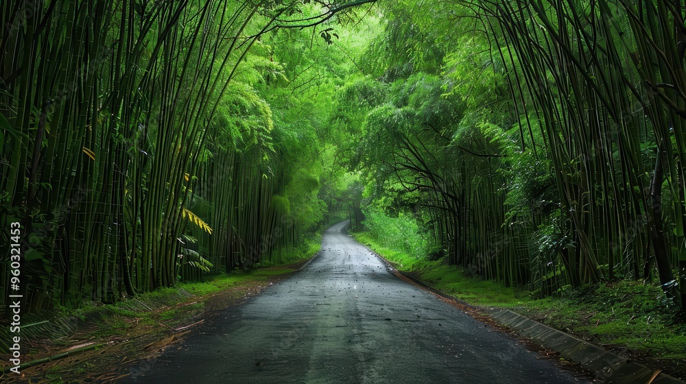 tranquil bamboo forest enchanting road through lush greenery highresolution photograph tranquil bamboo forest enchanting road through lush greenery highresolution photograph