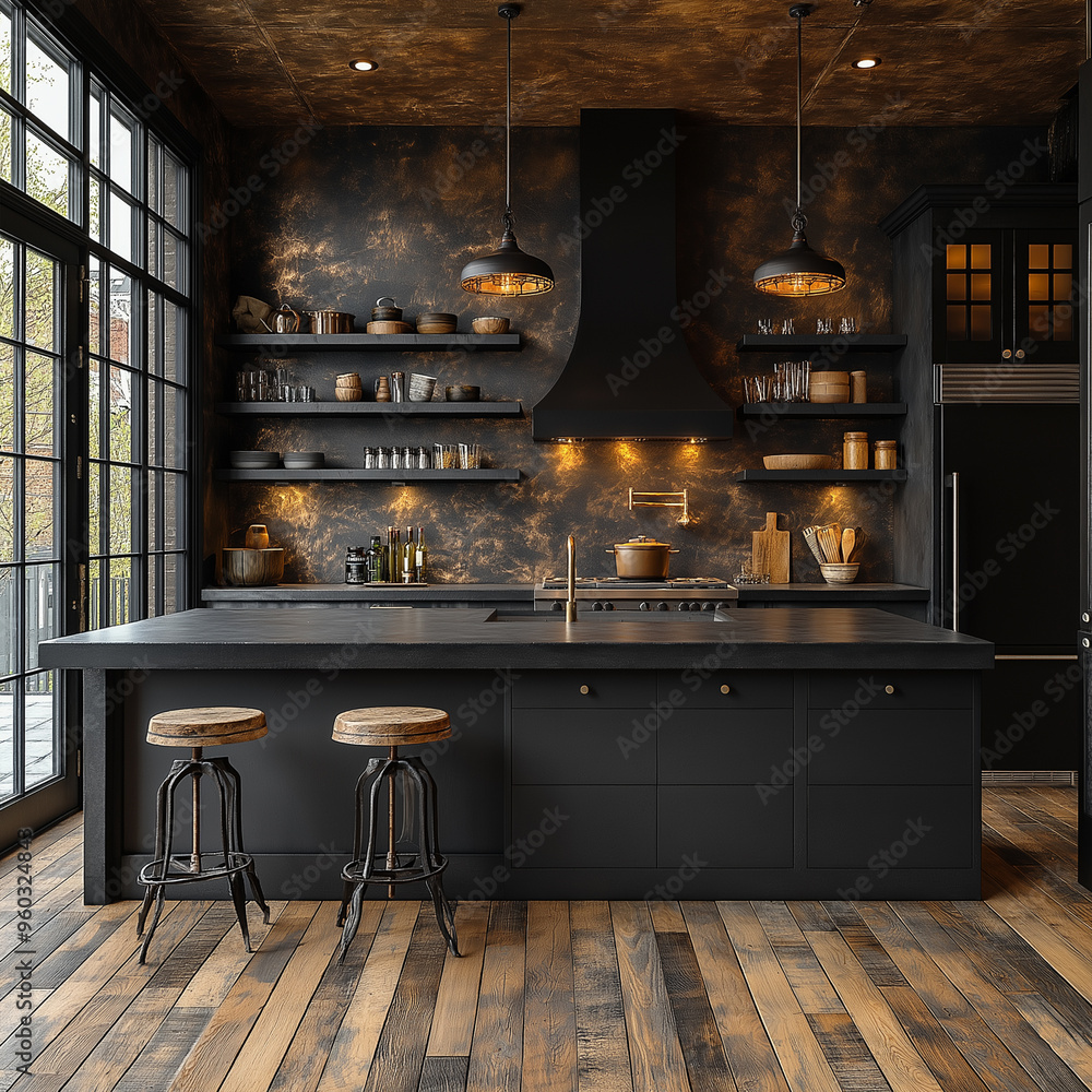 Antique wooden chairs surround a fireplace in a dimly lit, old-fashioned restaurant
