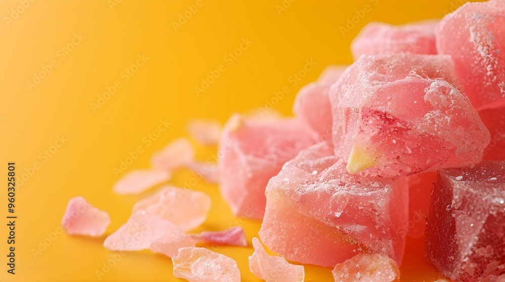 Turkish delight with rose flavor, space for text on the right Turkish delight with rose flavor, space for text on the right