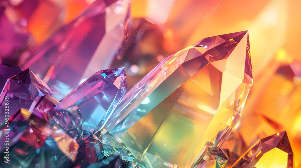 Sparkling Crystal Cluster with Rainbow Colors. Sparkling Crystal Cluster with Rainbow Colors.