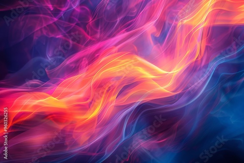 Wallpaper Mural Abstract composition of vibrant light waves in motion, featuring a flowing spectrum of colors against a dark background, creating a dynamic visual effect. Torontodigital.ca