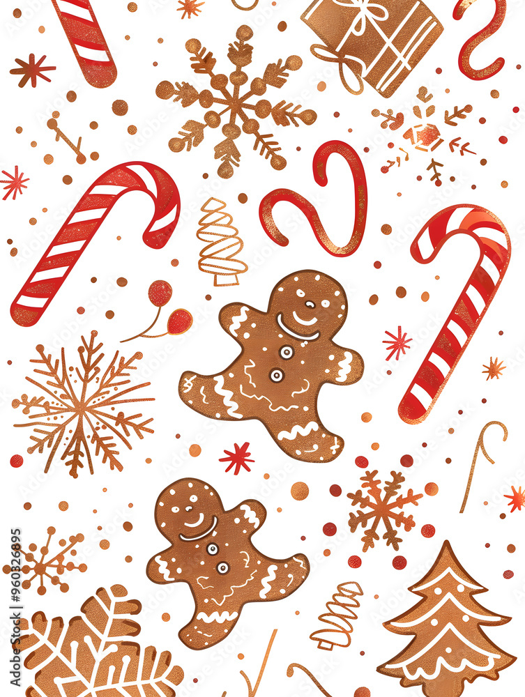 Naklejka premium New Year and Christmas card, graphic advertising backgrounds in a doodle 2D illustrator style.