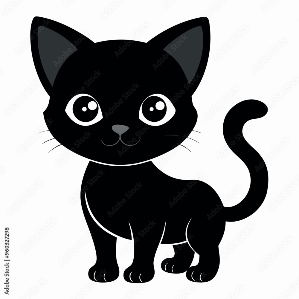 a cute baby cat silhouette vector style with white Background Illustration a cute baby cat silhouette vector style with white Background Illustration
