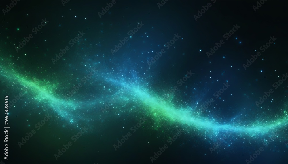 blue and green glowing particles form an abstract background. blue and green glowing particles form an abstract background.