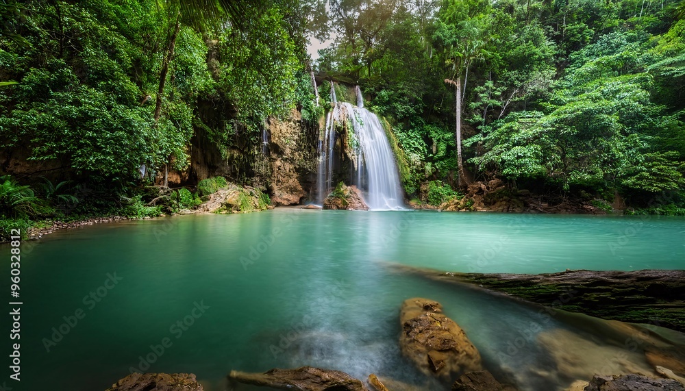 A hidden, serene lagoon surrounded by tropical foliage and cascading waterfalls, creating a stunning and peaceful retreat in nature. A hidden, serene lagoon surrounded by tropical foliage and cascading waterfalls, creating a stunning and peaceful retreat in nature.
