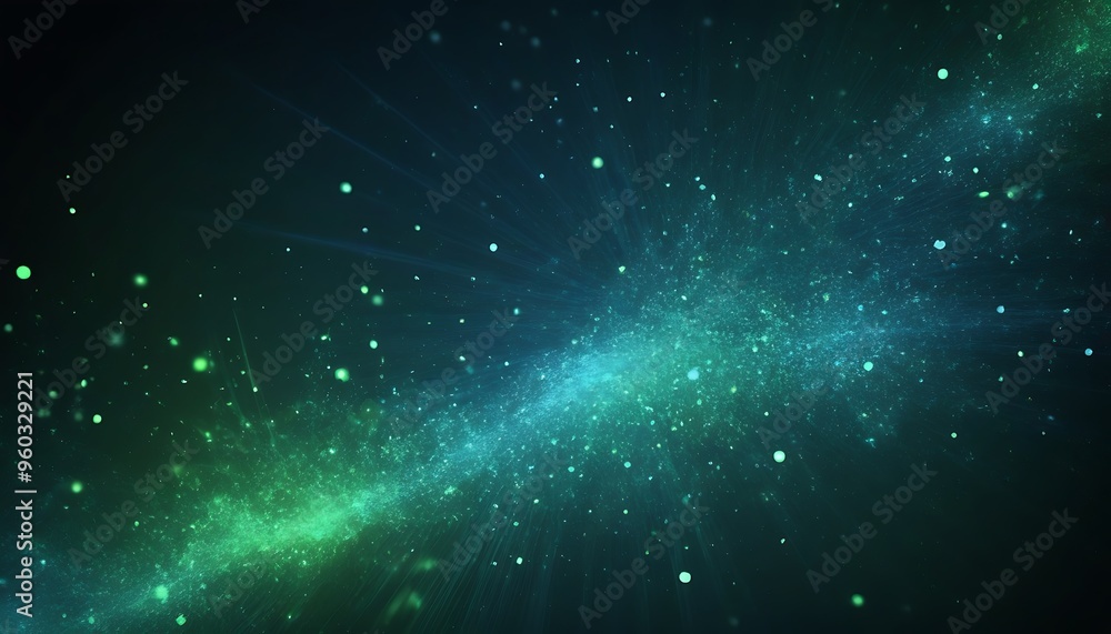 blue and green glowing particles form an abstract background. blue and green glowing particles form an abstract background.