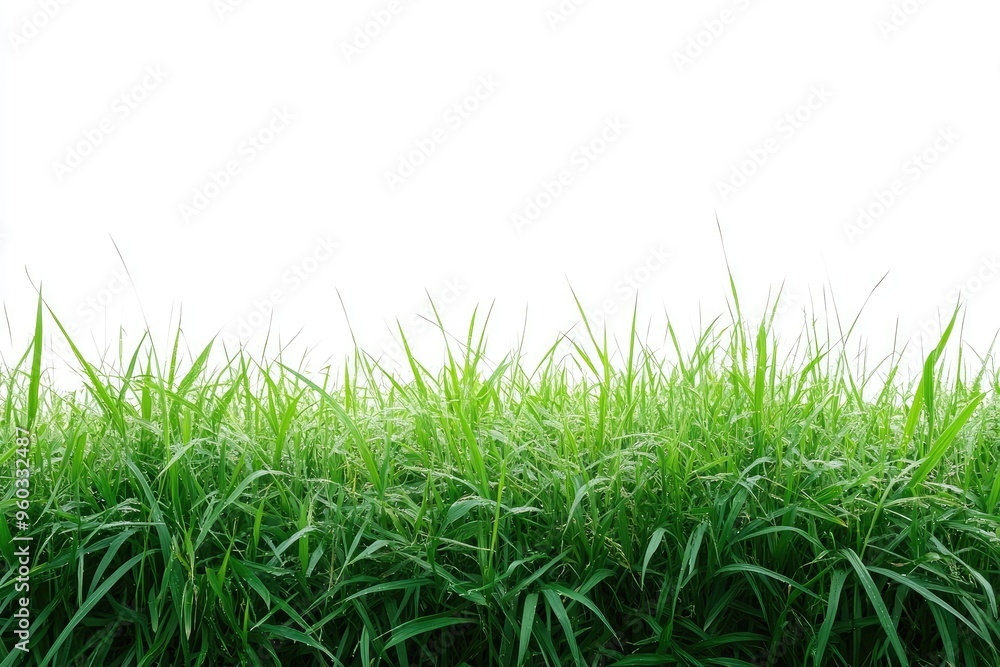 Fototapeta premium A lush green grass border on a white background. Use this image to create a fresh and natural look for your design.