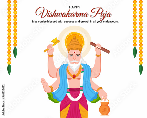 Hindu god vishwakarma an architect engineer of universe celebrating festival