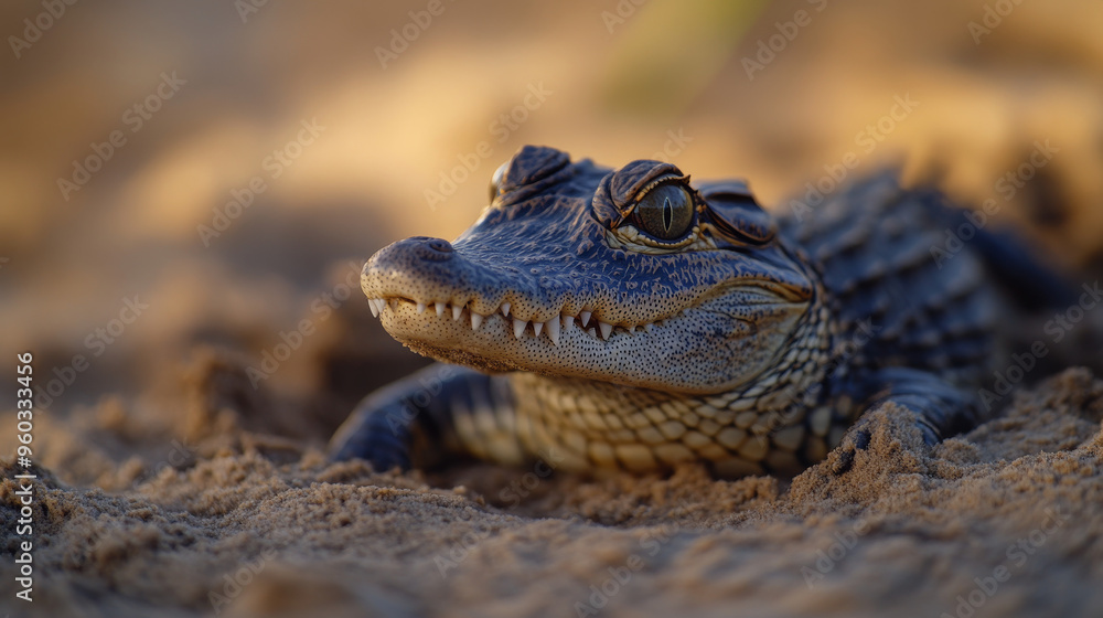 Close Up of a Baby Alligator in the Sand Close Up of a Baby Alligator in the Sand