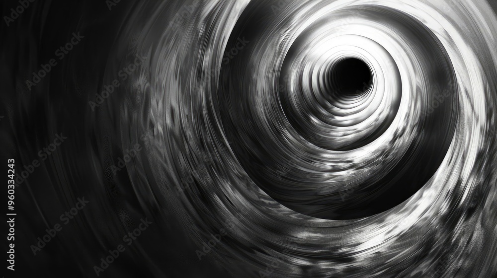 An abstract black and white image featuring a swirling tunnel effect, creating a sense of depth and motion. An abstract black and white image featuring a swirling tunnel effect, creating a sense of depth and motion.