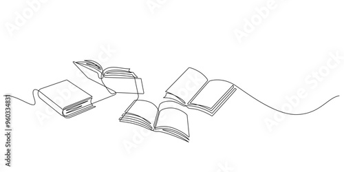 books opening page one line drawing continuous minimalist