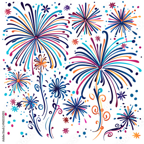 Wallpaper Mural New Year and Christmas card, graphic advertising backgrounds in a doodle 2D illustrator style Torontodigital.ca