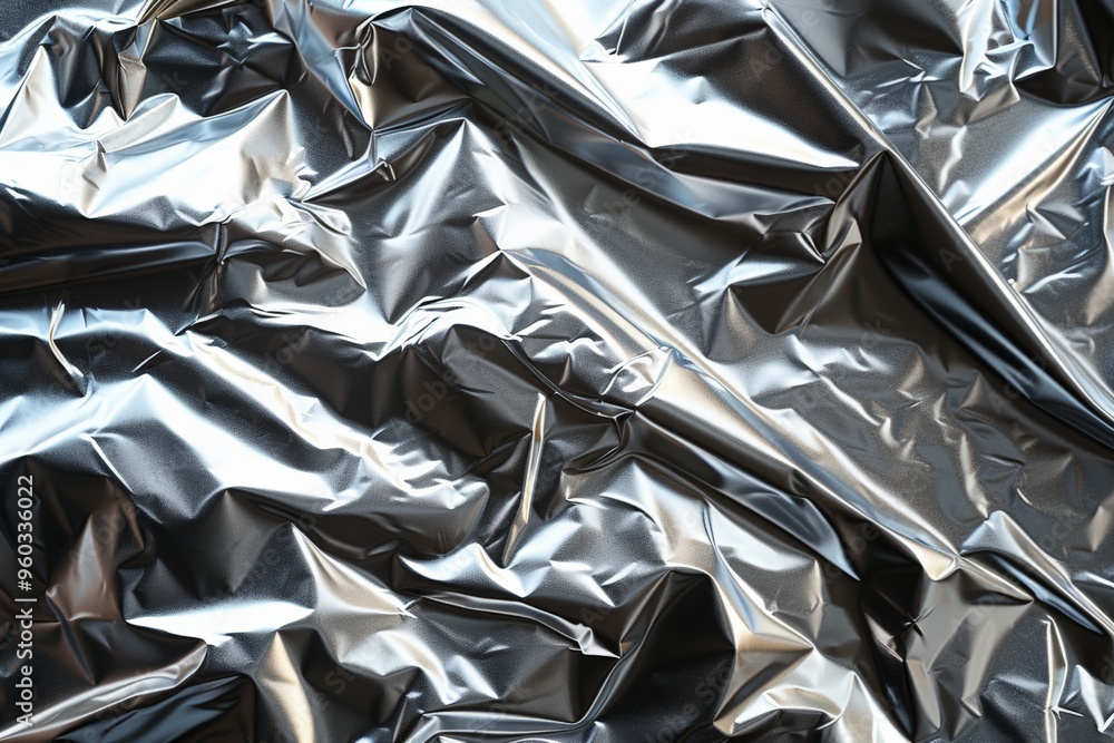 A close-up of a crumpled metallic surface, creating a textured and reflective pattern with light and shadows, evoking a futuristic aesthetic. A close-up of a crumpled metallic surface, creating a textured and reflective pattern with light and shadows, evoking a futuristic aesthetic.