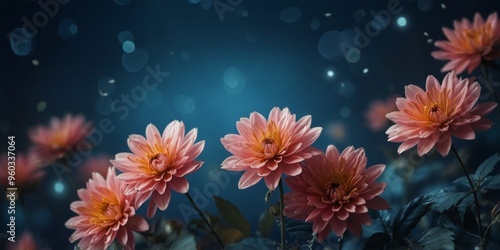 Wallpaper Mural floral background with dark blue base color. Torontodigital.ca