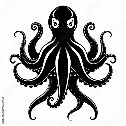 Octopus silhouette vector illustration