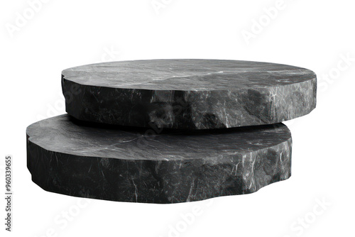 Dark Rocky Round Podium for Product Promotion Isolated on Transparent Background