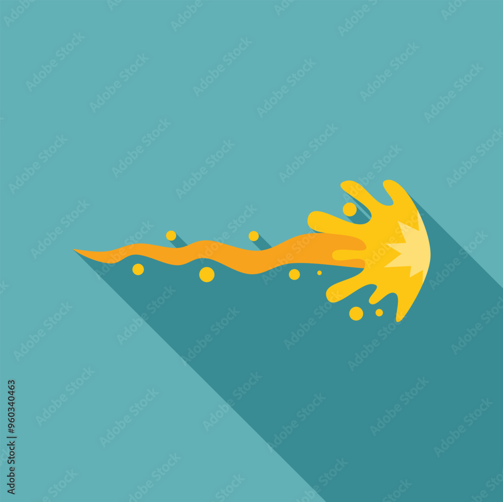 Yellow liquid is splashing with a trail of bubbles in this flat design icon with a long shadow Yellow liquid is splashing with a trail of bubbles in this flat design icon with a long shadow