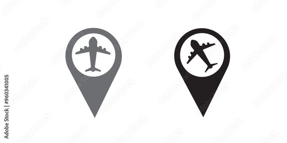 Airport Symbol With Navigation Location Map Pin Icon Vector Airport Symbol With Navigation Location Map Pin Icon Vector