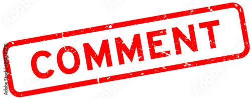 Grunge red comment word square rubber seal stamp on white background