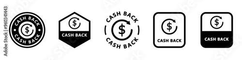 Cash Back - vector signs for financial offers.