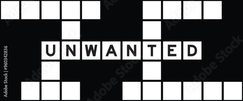 Alphabet letter in word unwanted on crossword puzzle background