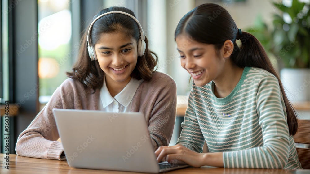 Indian two students participating in language learning activities, practicing new languages through interactive methods. Indian two students participating in language learning activities, practicing new languages through interactive methods.