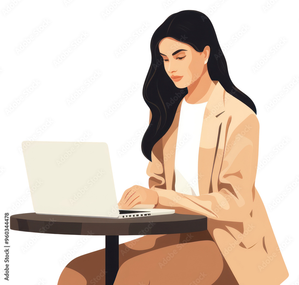 PNG Working woman furniture computer sitting. PNG Working woman furniture computer sitting.