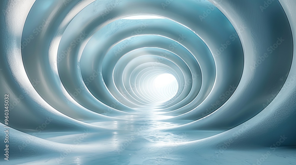 Fototapeta premium Colorful abstract panoramic background: geometric white ring. Car backplate, 3D rendering computer digitally generated illustration