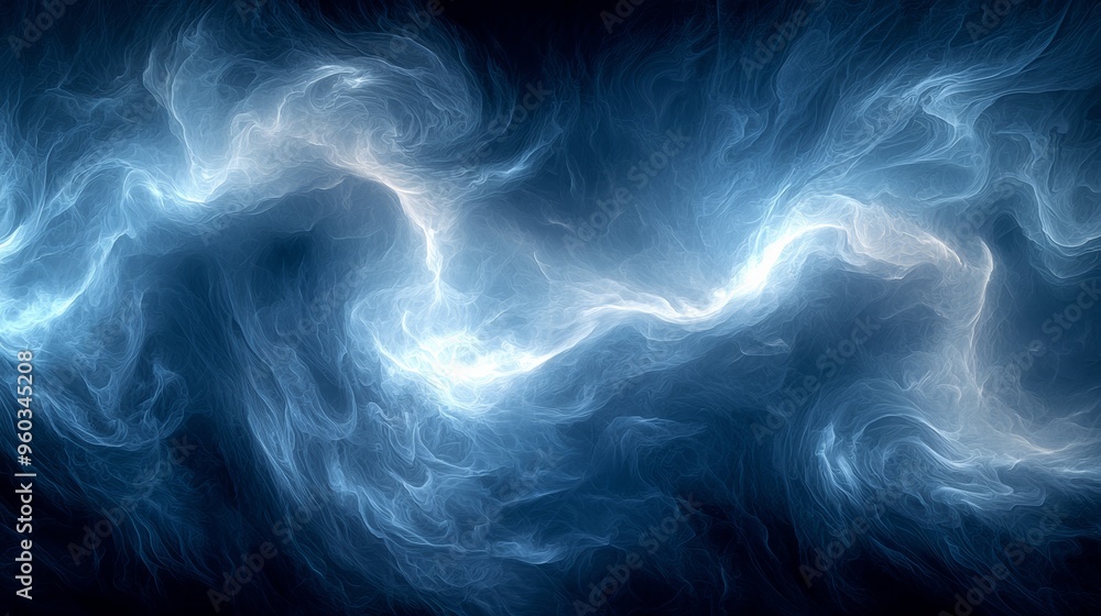 Obraz premium Swirling blue abstract patterns resembling cosmic energy in a digital art representation