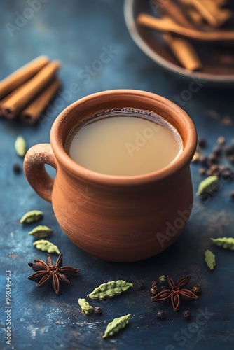 Cozy Masala Chai Served in Traditional Clay Cup with Aromatic Spices