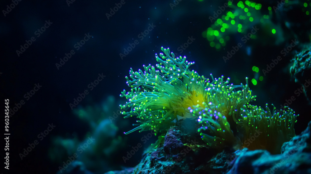 Obraz premium Vibrant Green Coral Reef Underwater Photography
