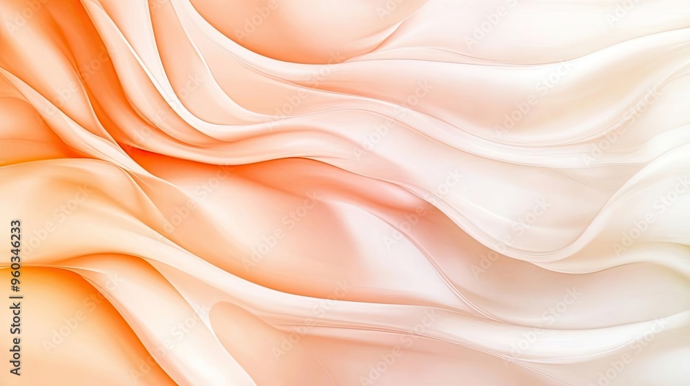 Obraz premium A soft, flowing background with gentle waves of orange and white fabric, creating a serene and calming atmosphere.