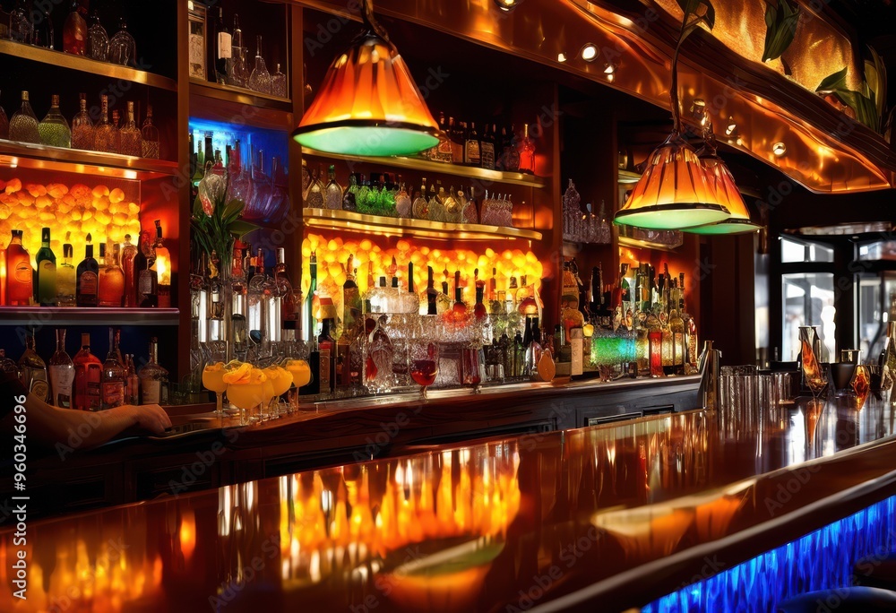 colorful cocktails exquisite garnishes displayed pub bar counter surrounded lively atmosphere, drink, beverage, mixology, ice, glass, citrus, herbs, fruit colorful cocktails exquisite garnishes displayed pub bar counter surrounded lively atmosphere, drink, beverage, mixology, ice, glass, citrus, herbs, fruit