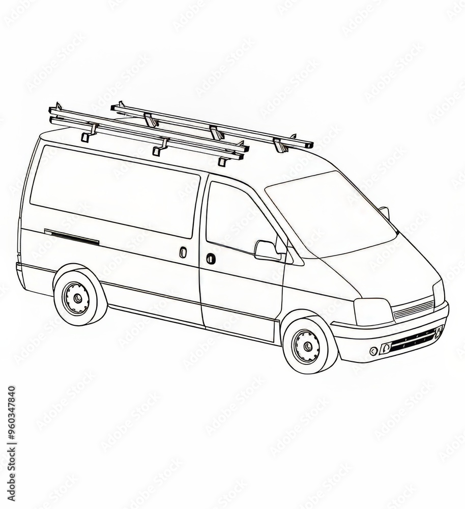 Naklejka premium Illustration of a van with roof racks, perfect for commercial use.