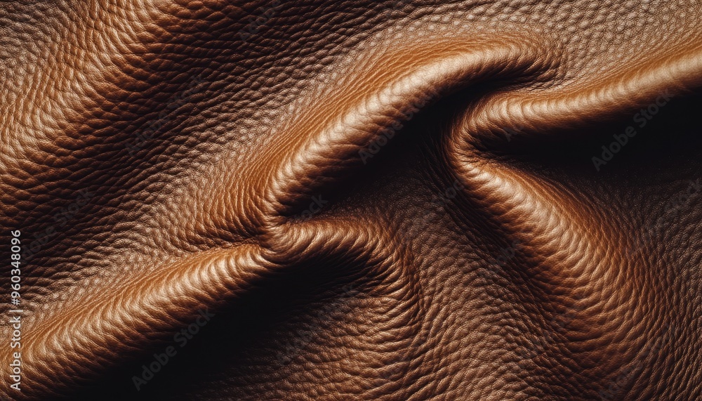 A close-up of textured brown leather, showcasing its rich grain and softness, ideal for upholstery or fashion design. A close-up of textured brown leather, showcasing its rich grain and softness, ideal for upholstery or fashion design.