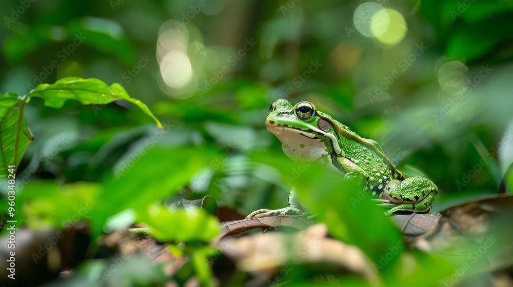 verdant visitor frog resting on forest floor nature closeup photography verdant visitor frog resting on forest floor nature closeup photography