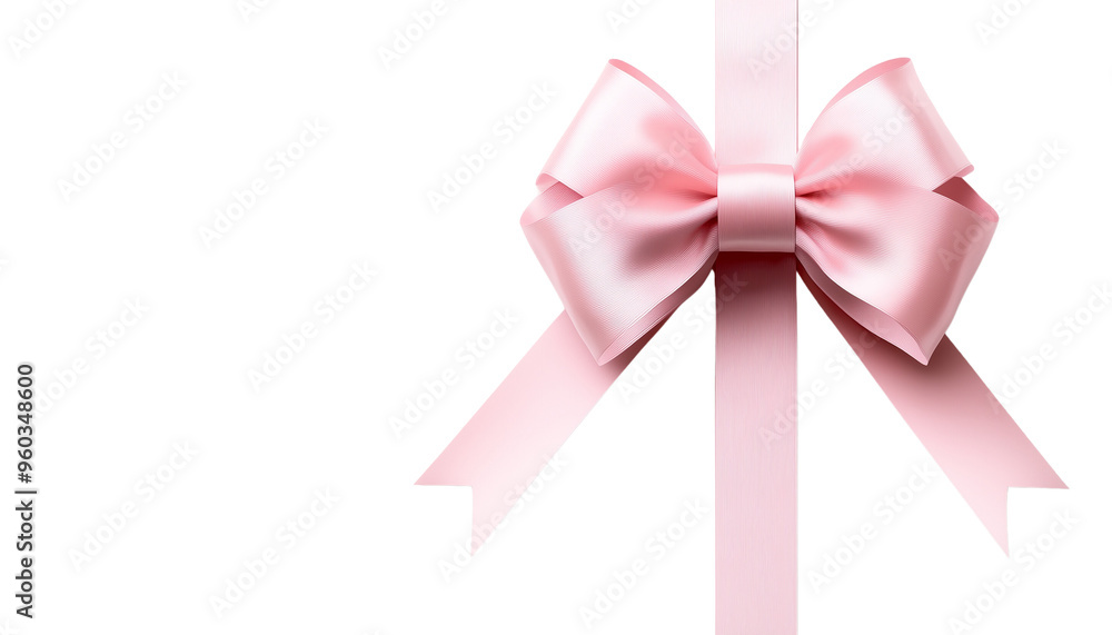 Elegant pink ribbon with a beautifully tied bow on a white background, perfect for gift wrapping, decoration, or festive occasions. Elegant pink ribbon with a beautifully tied bow on a white background, perfect for gift wrapping, decoration, or festive occasions.