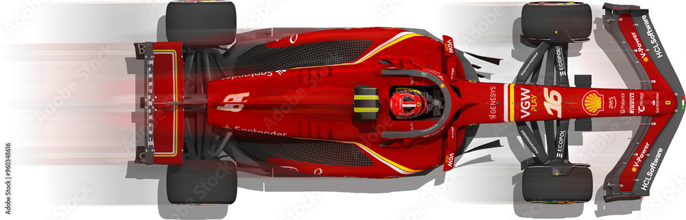 Obraz premium ferrari sf-24 f1 formula one car 2024 with motion blur and shadow