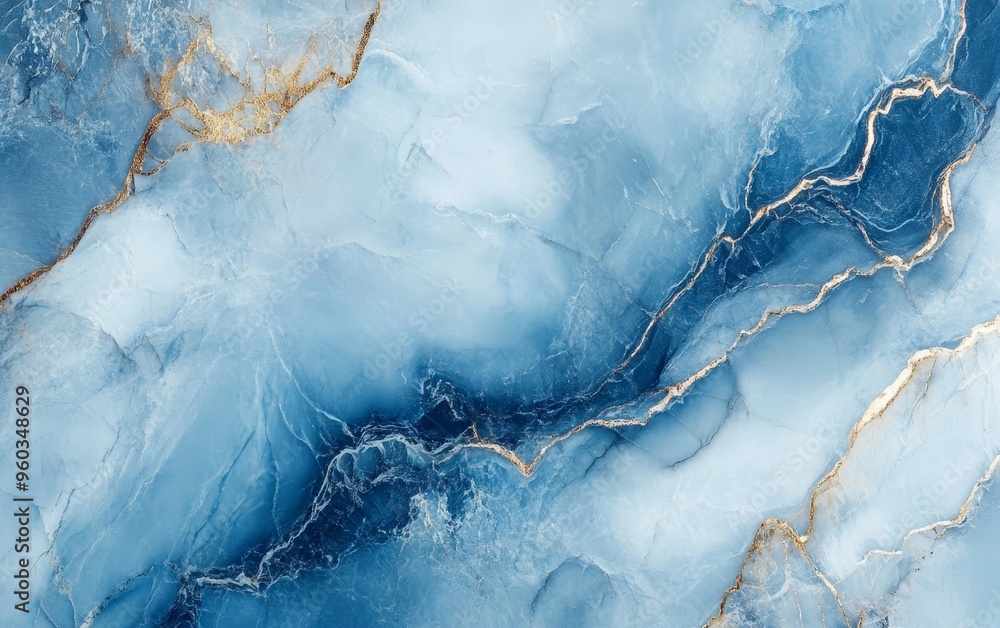 Naklejka premium A stunning abstract design featuring blue hues with gold accents, ideal for backgrounds or artistic projects.