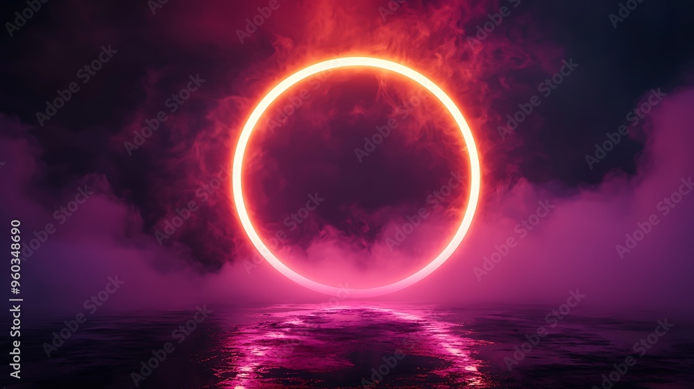 Ethereal Glow: A Mystical Neon Ring in a Dreamy Landscape Ethereal Glow: A Mystical Neon Ring in a Dreamy Landscape