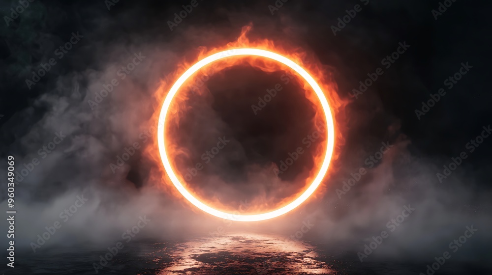 Mysterious Fiery Ring Emerges from the Shadows of a Dark Waterscape Mysterious Fiery Ring Emerges from the Shadows of a Dark Waterscape
