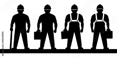 Construction workers vector silhouettes

