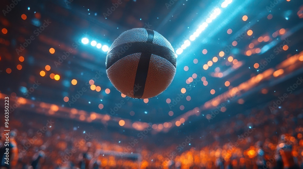 dynamic 3d rendering of volleyball match in packed arena ball suspended midair players in action dynamic 3d rendering of volleyball match in packed arena ball suspended midair players in action