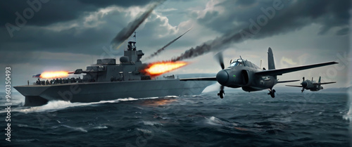 Obraz na płótnie Luftwaffe warships at sea