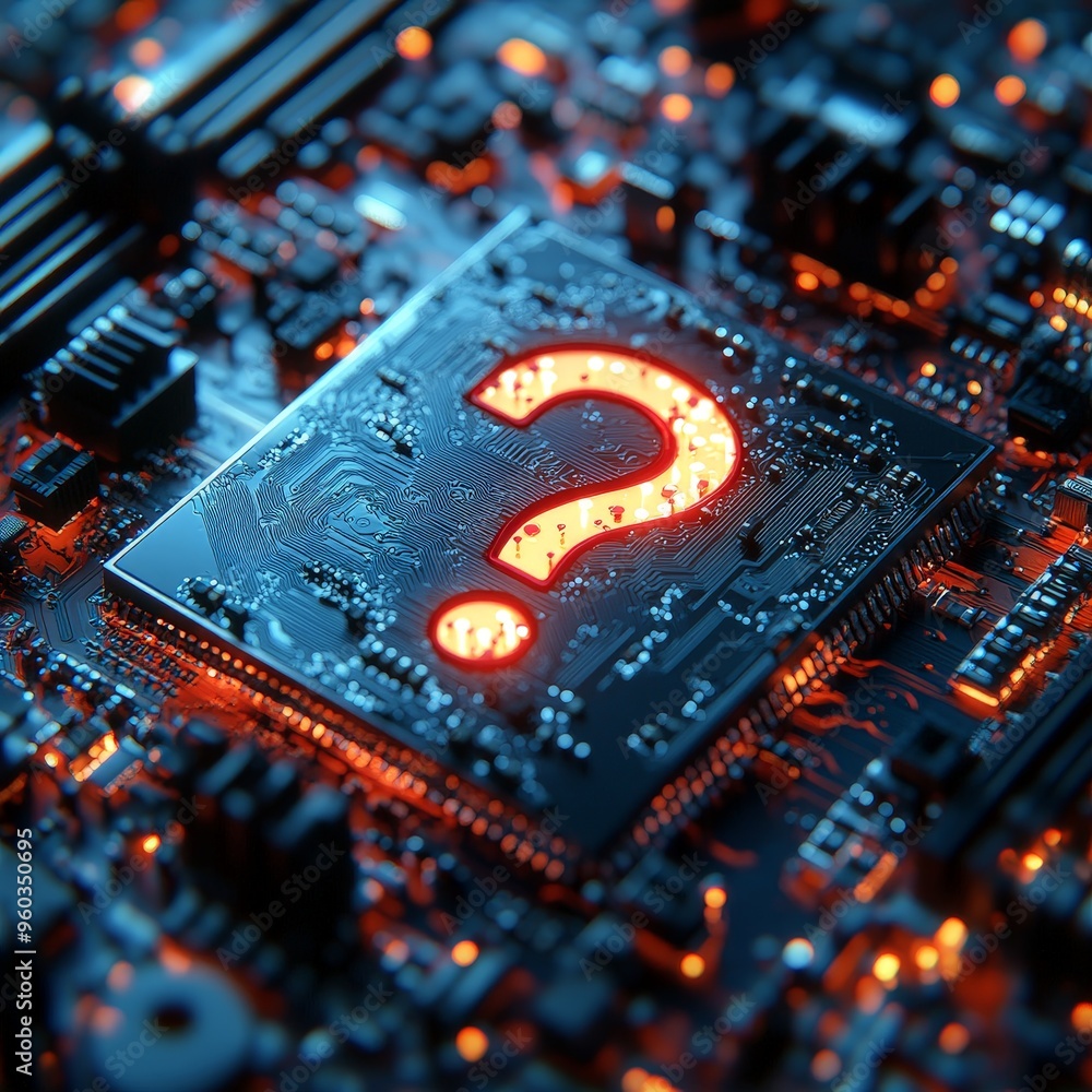 Fototapeta premium Metal Question Mark on Chipset
