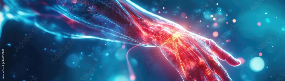 A glowing hand with vibrant energy and light reflections, symbolizing connection and technology in a dreamlike atmosphere. A glowing hand with vibrant energy and light reflections, symbolizing connection and technology in a dreamlike atmosphere.