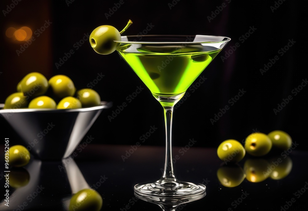 elegant classic martini mix displayed sleek glass garnished green olives timeless cocktail experience, drink, beverage, alcohol, spirits, refreshing elegant classic martini mix displayed sleek glass garnished green olives timeless cocktail experience, drink, beverage, alcohol, spirits, refreshing