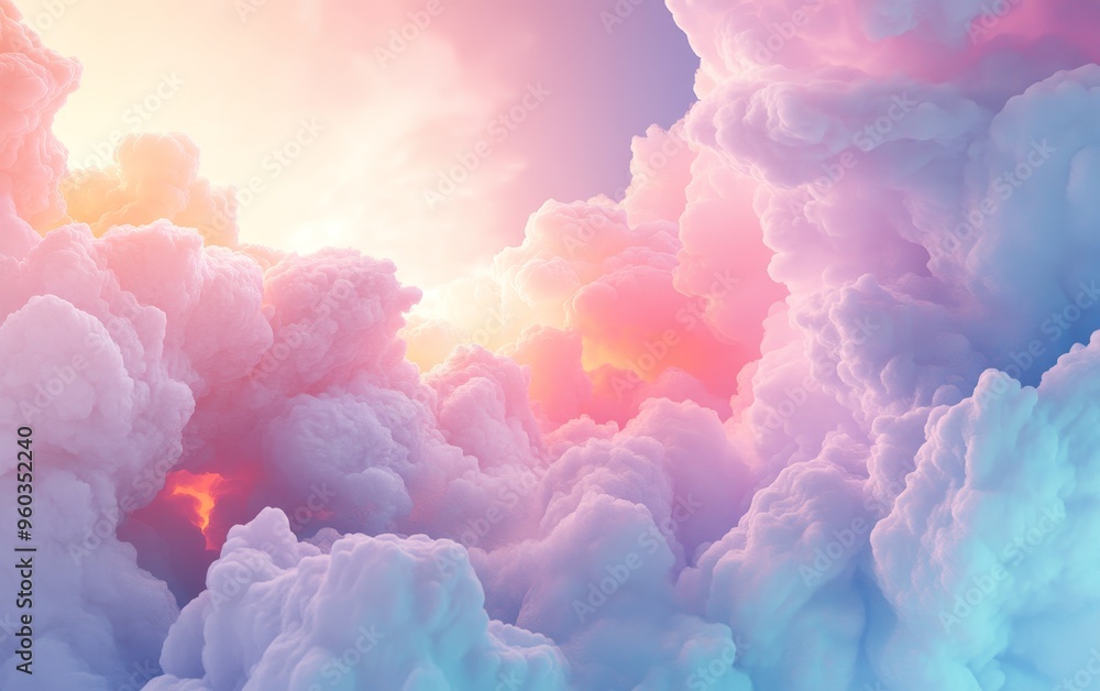 A vibrant display of colorful clouds illuminated by sunlight, creating a serene and dreamy atmosphere. A vibrant display of colorful clouds illuminated by sunlight, creating a serene and dreamy atmosphere.
